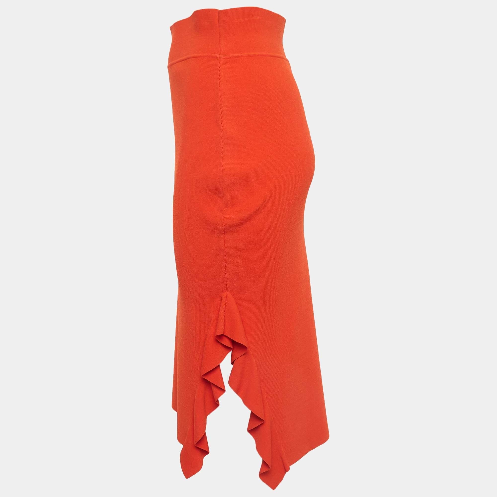 Opening Ceremony Orange Knits Side Flounce Pencil Skirts In Excellent Condition For Sale In Dubai, Al Qouz 2