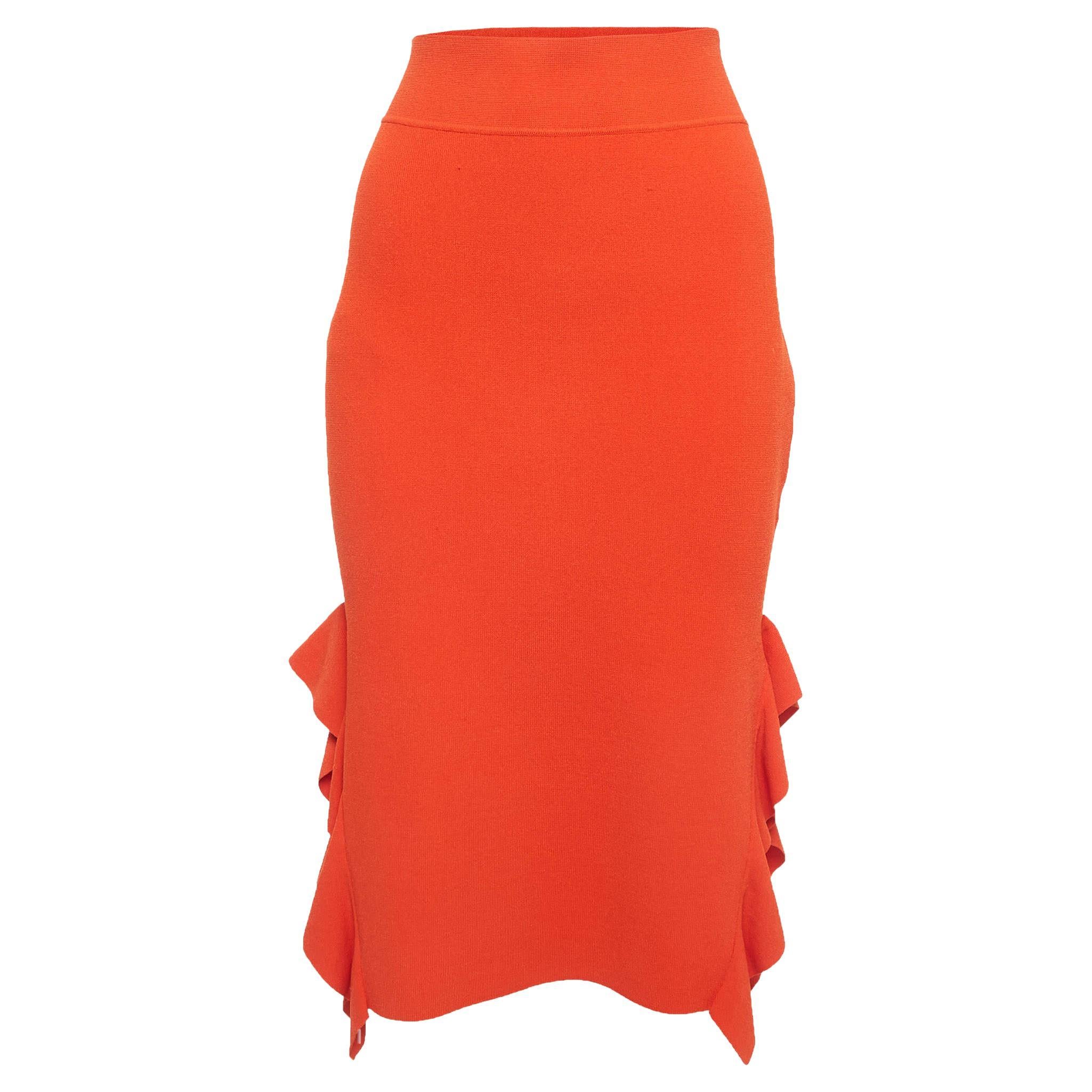 Opening Ceremony Orange Knits Side Flounce Pencil Skirts For Sale