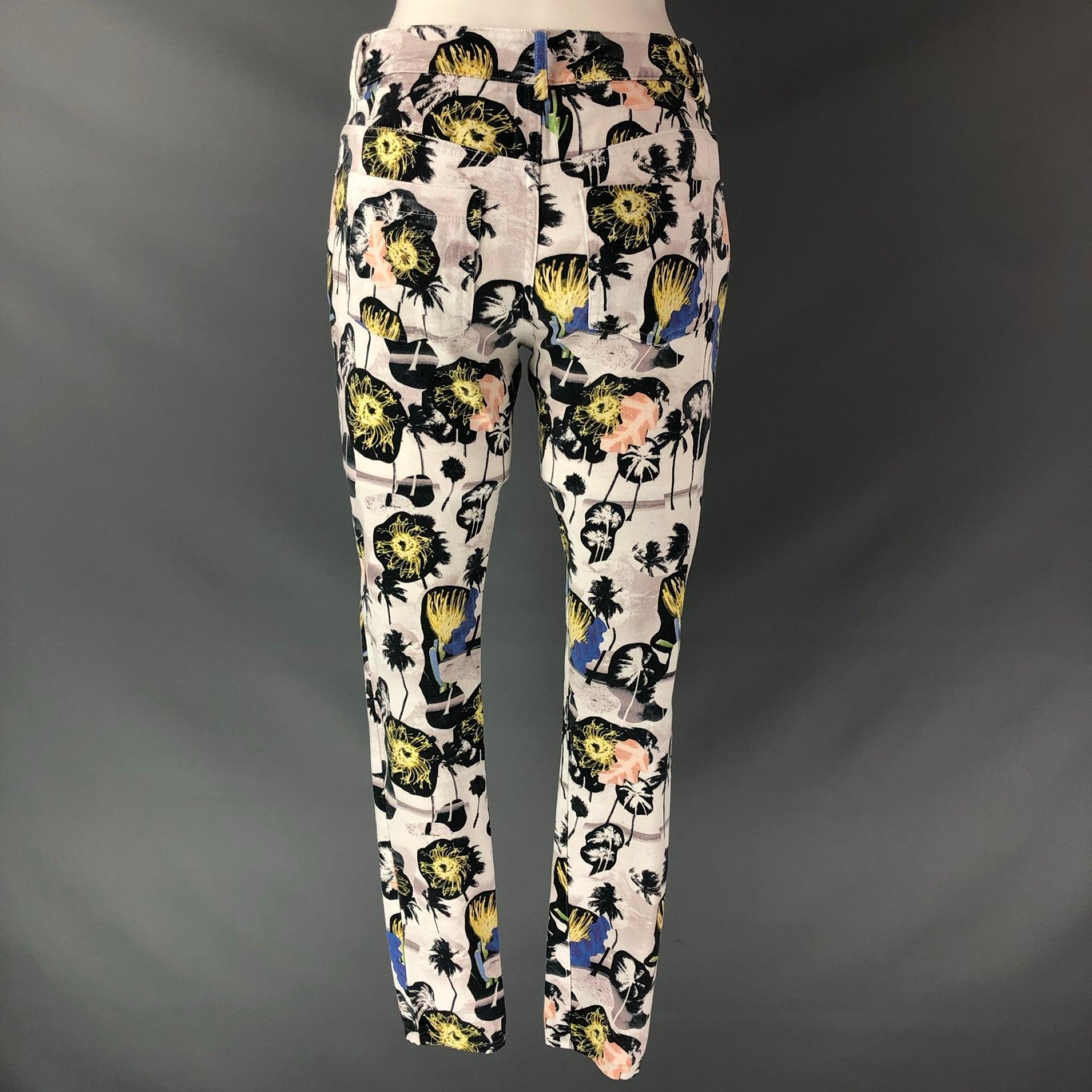 OPENING CEREMONY Size 2 black & white Yellow Cotton Blend Casual Pants In Good Condition For Sale In San Francisco, CA
