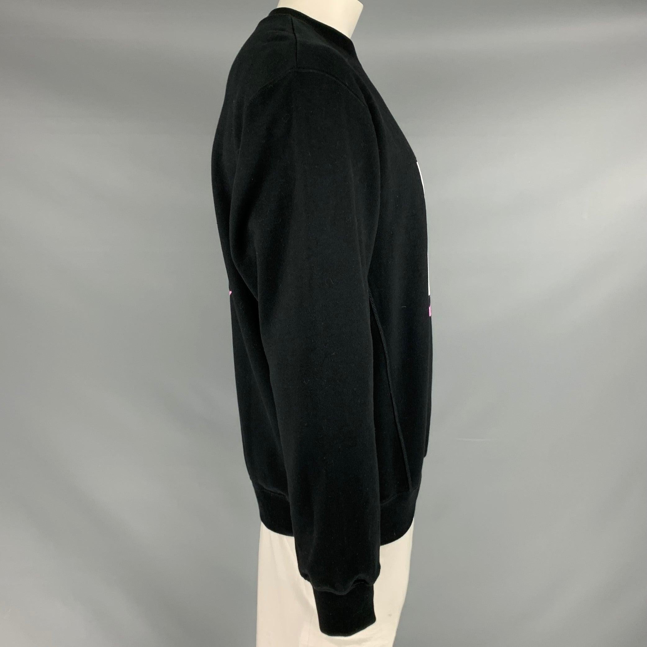 OPENING CEREMONY Size L Black Multi Color Logo Cotton Crew-Neck Sweatshirt In Excellent Condition For Sale In San Francisco, CA