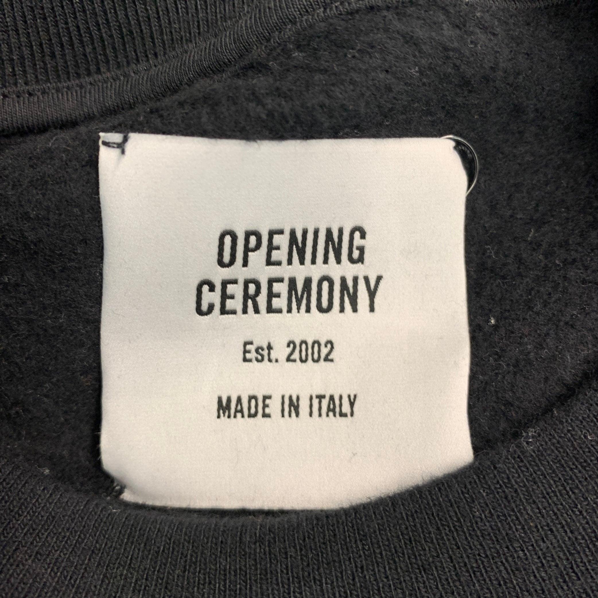 OPENING CEREMONY Size L Black Multi Color Logo Cotton Crew-Neck Sweatshirt For Sale 2