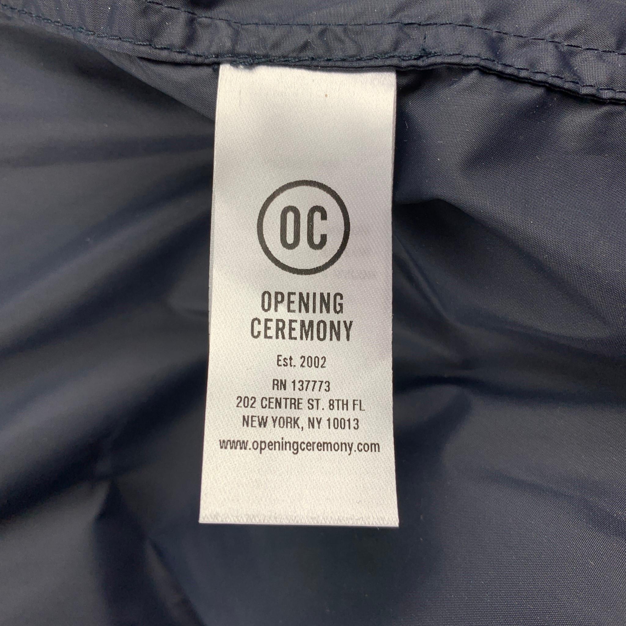 Black OPENING CEREMONY Size L Navy Logo Nylon Hooded Raincoat