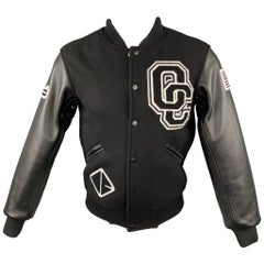 OPENING CEREMONY Size M Black & White Wool Leather Sleeves Varsity Jacket