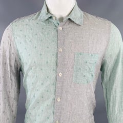 Chemise à manches longues en coton gris menthe, taille M