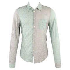 Chemise à manches longues en coton gris menthe, taille M