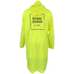 OPENING CEREMONY Size M Neon Yellow Logo Nylon Hooded Raincoat