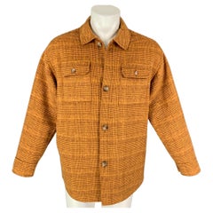OPENING CEREMONY Size S Tan & Brown Plaid Polyester Blend Reversible Shirt