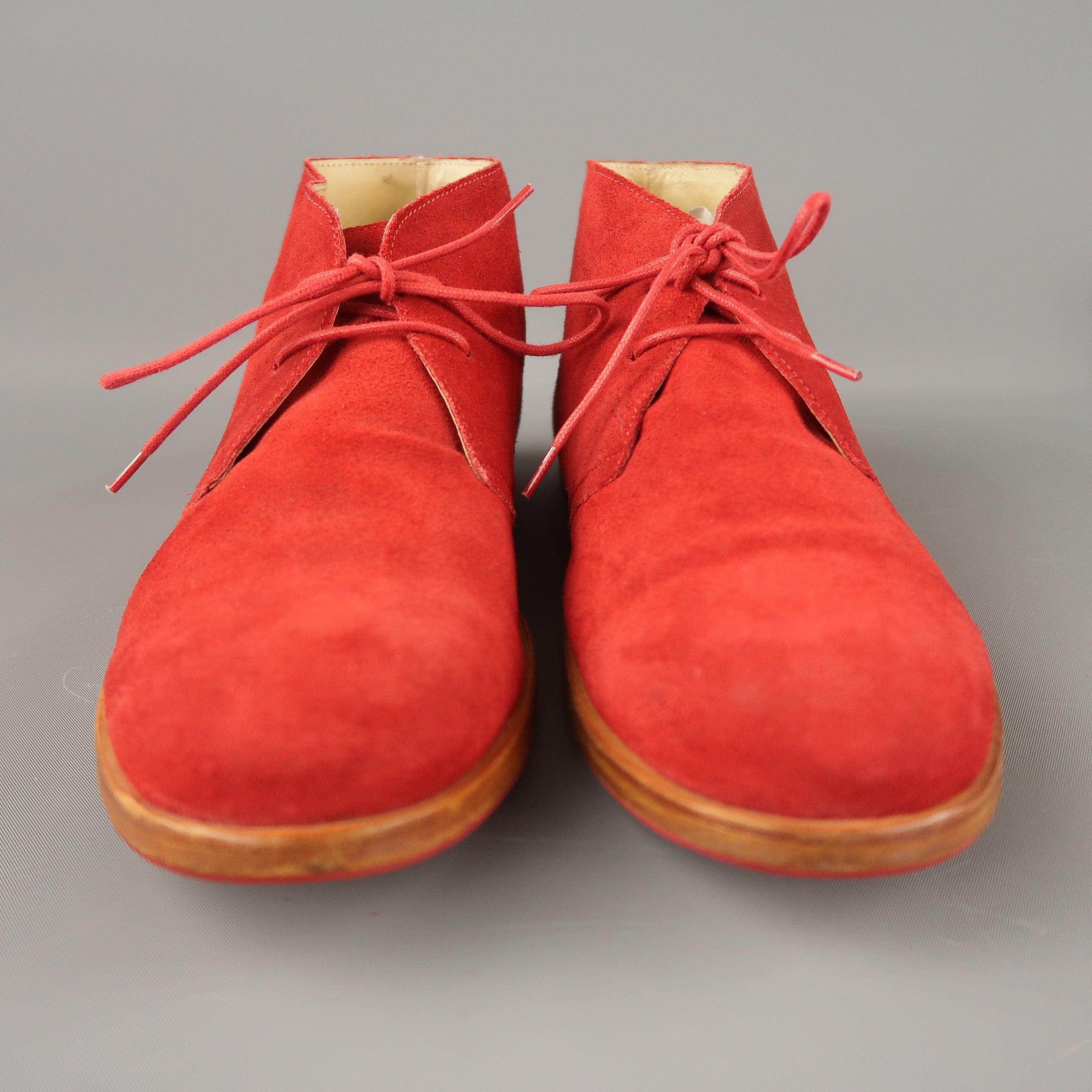 Men's OPENING CEREMONY Size US 11 Red Suede Lace Up Desert Ankle Boots