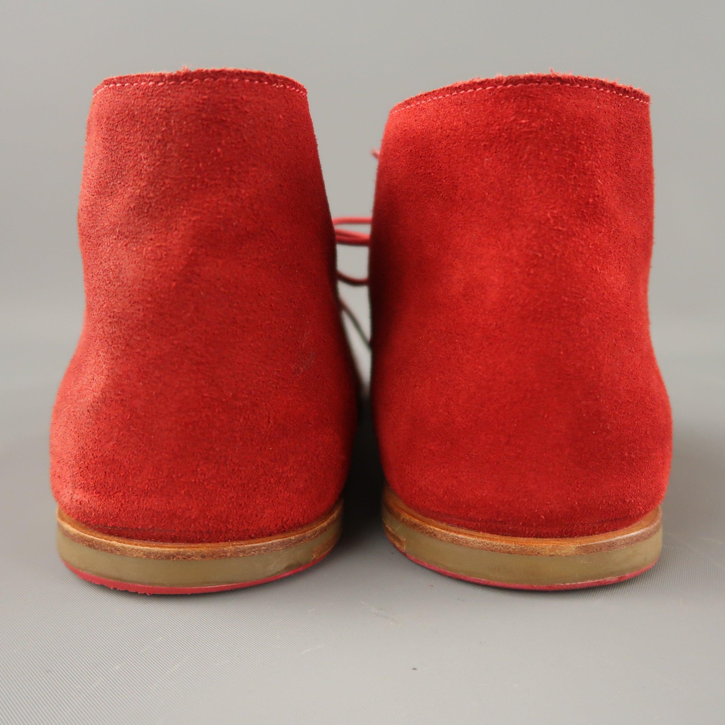OPENING CEREMONY Size US 11 Red Suede Lace Up Desert Ankle Boots 1