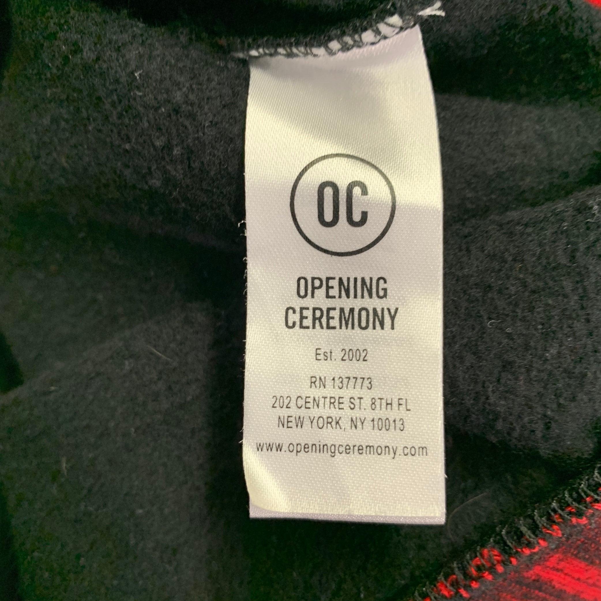 OPENING CEREMONY Size XL Black Red Cotton Hooded Sweatshirt For Sale 3