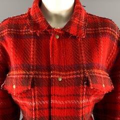 OPENING CEREMONY Size XL Red Wool Blend Plaid Jacket