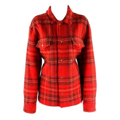OPENING CEREMONY Size XL Red Wool Blend Plaid Jacket