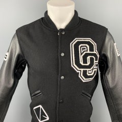 OPENING CEREMONY Size XS Black & White Wool Leather Sleeves Varsity Jacket