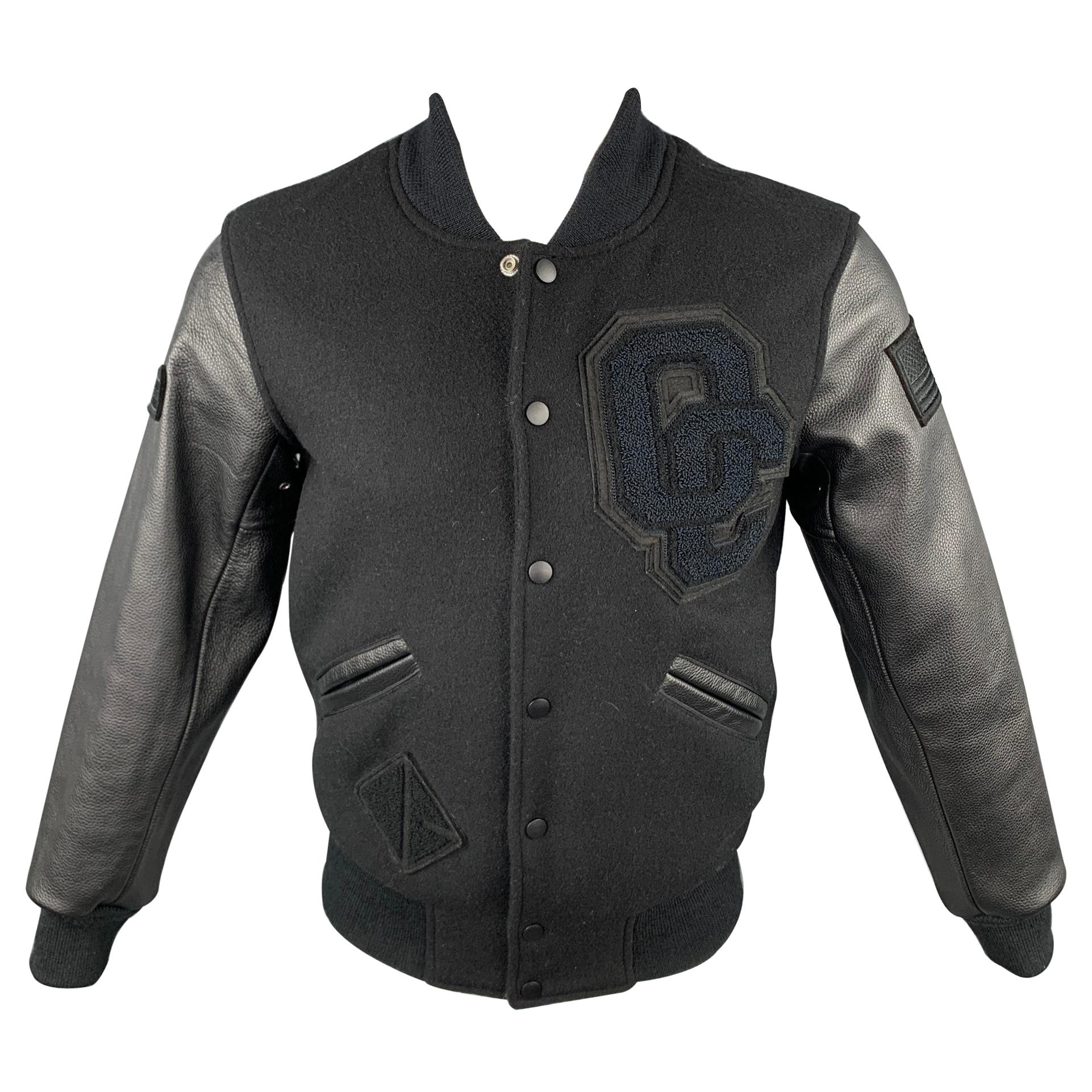 OPENING CEREMONY Size XS Black Wool Leather Sleeves Varsity Jacket