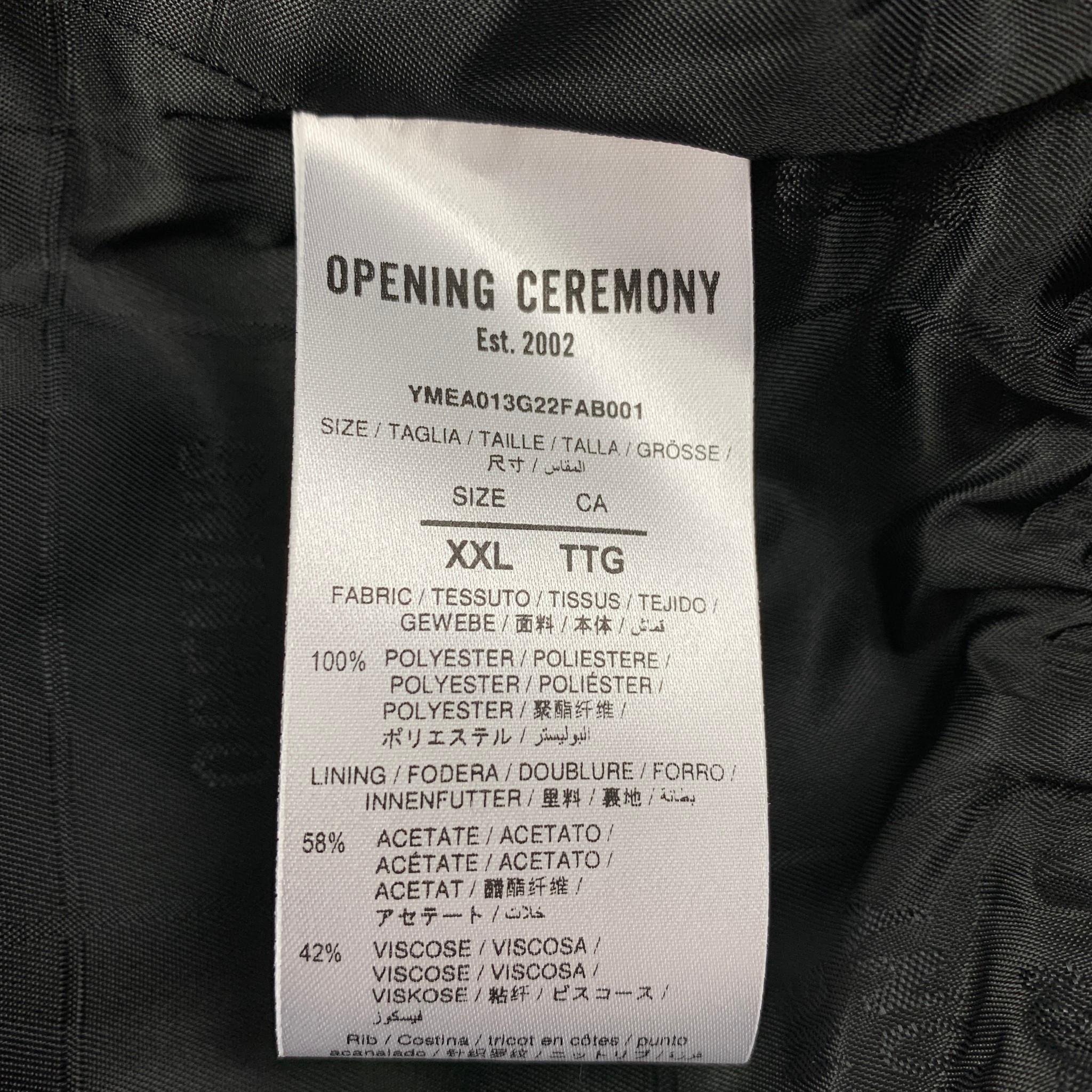 OPENING CEREMONY x Peter Do Size XXL Black White Polyester Shiny Varsity Jacket In New Condition In San Francisco, CA