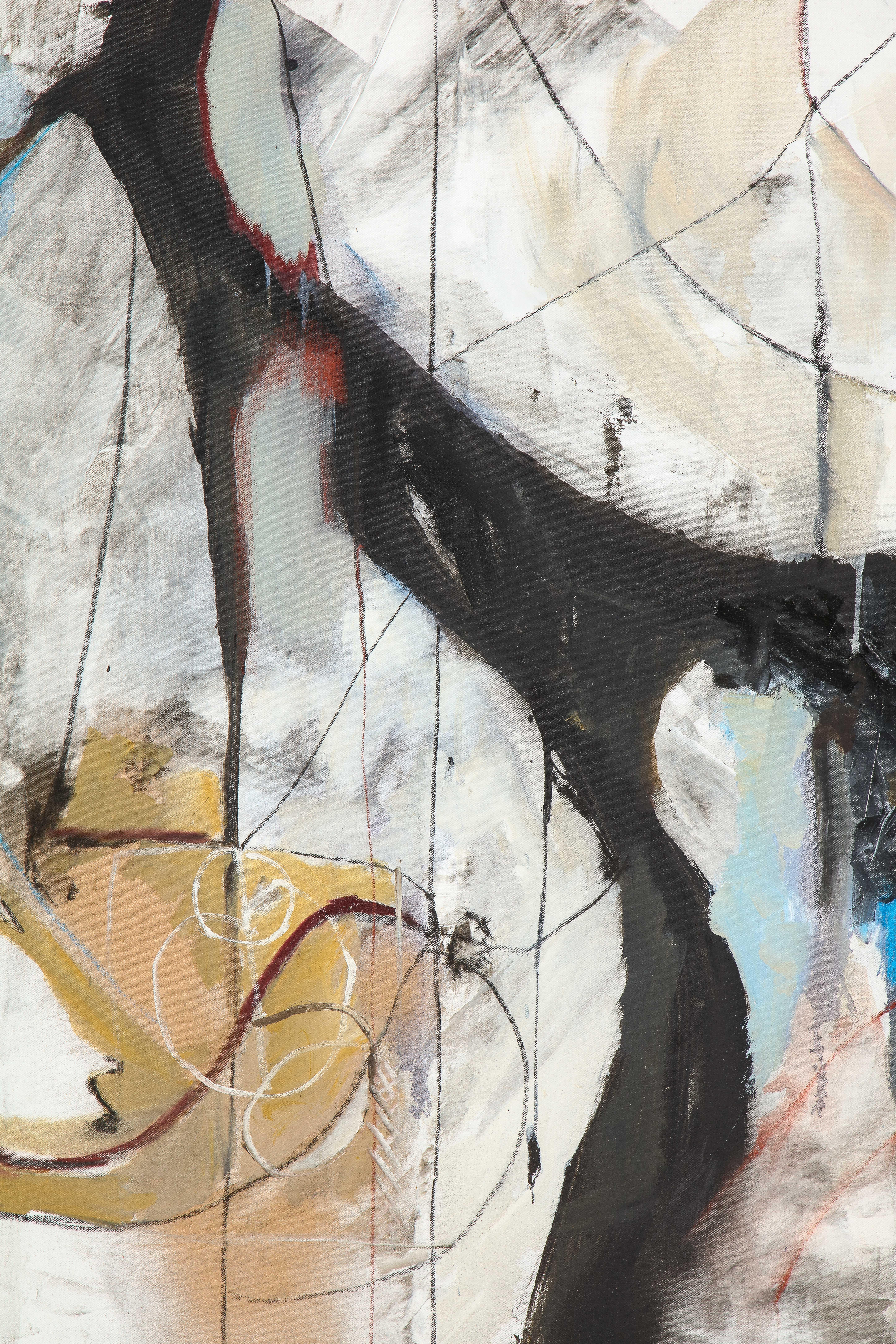Moderne « Opening », grande peinture abstraite à la technique mixte sur toile de Kathi Robinson Frank en vente