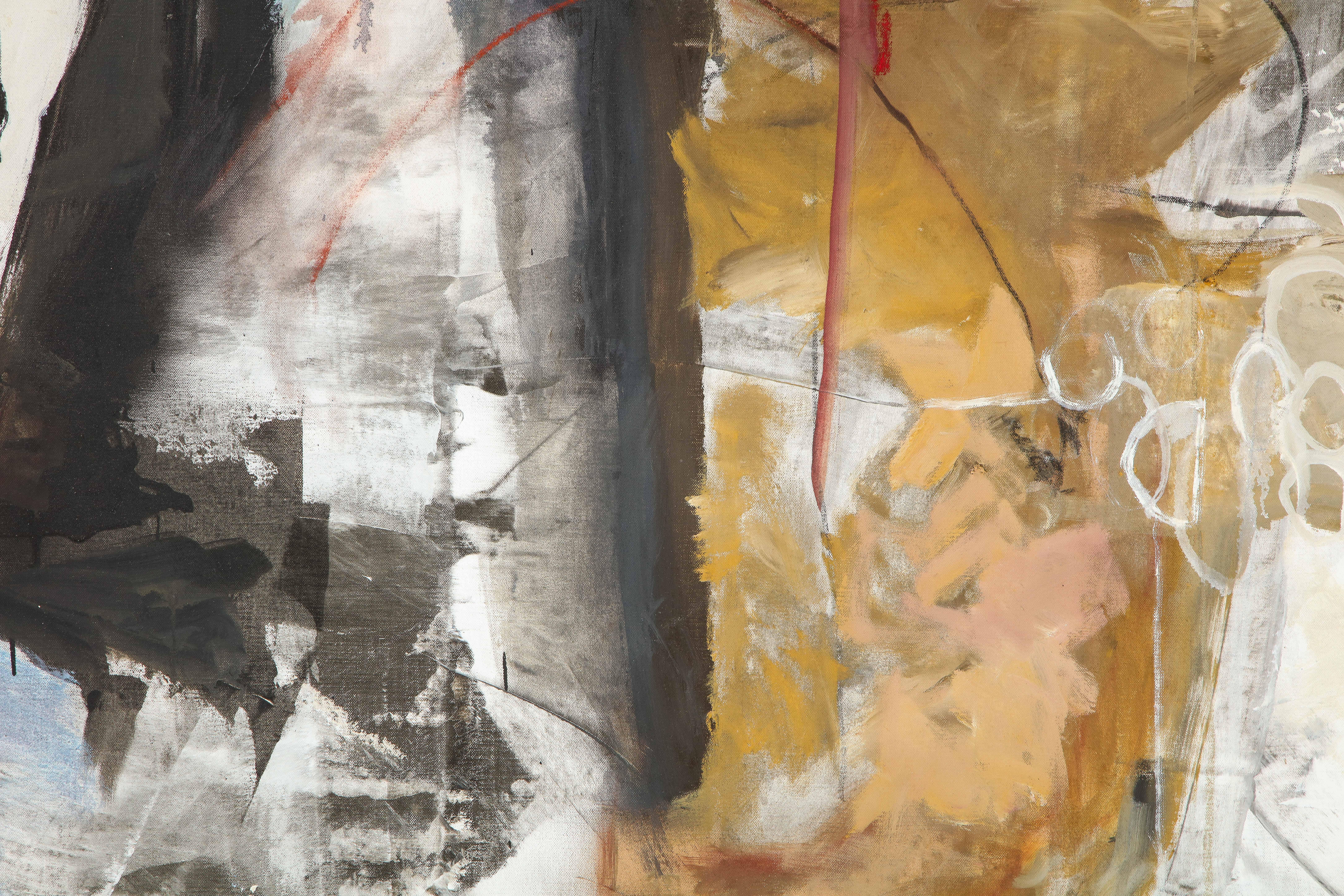 Peint « Opening », grande peinture abstraite à la technique mixte sur toile de Kathi Robinson Frank en vente