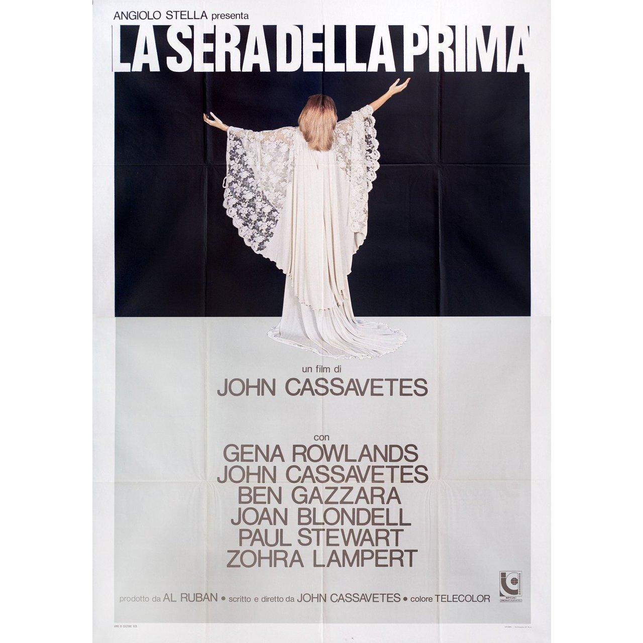 Original 1977 Italian quattro fogli poster for the film ‘Opening Night’ directed by John Cassavetes with Gena Rowlands / John Cassavetes / Ben Gazzara / Joan Blondell. Fine condition, folded. Many original posters were issued folded or were