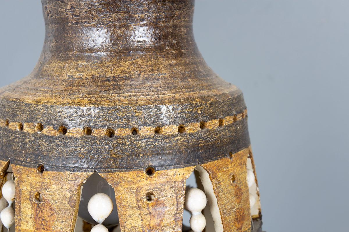Openwork Ceramic Table Lamp by Georges Pelletier, France, 1970s For Sale 3