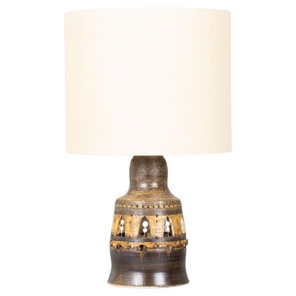 Openwork Ceramic Table Lamp by Georges Pelletier, France, 1970s