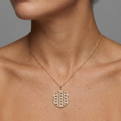 Openwork Chain 14K (or 18k upon request) Yellow Gold Medallion Pendant Necklace