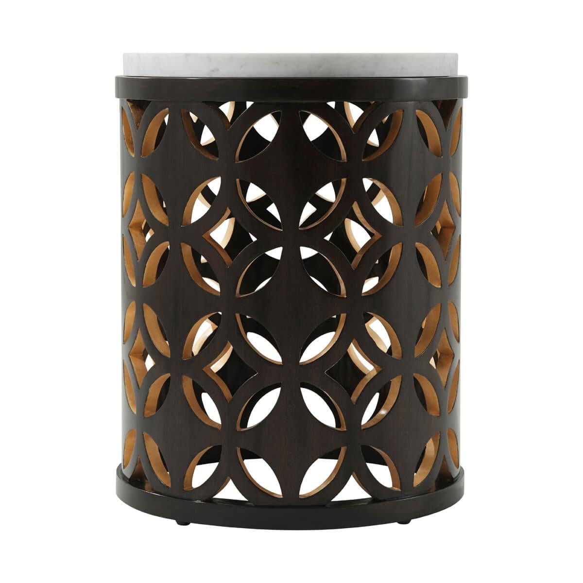 Vietnamese Openwork Cylinder Side Table For Sale