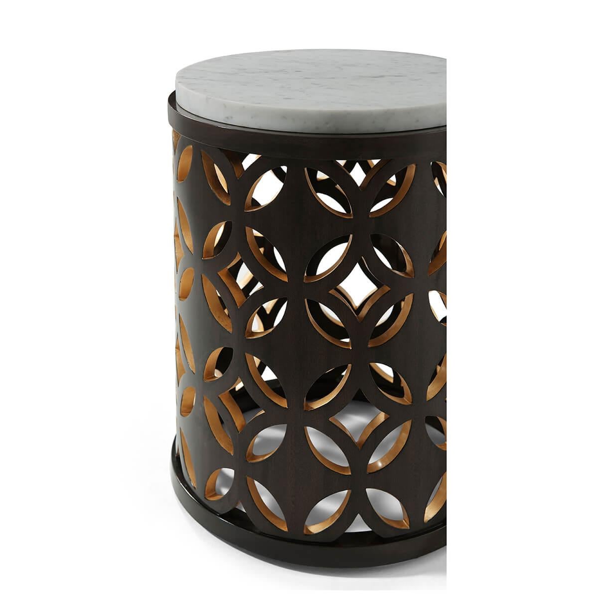 Contemporary Openwork Cylinder Side Table For Sale