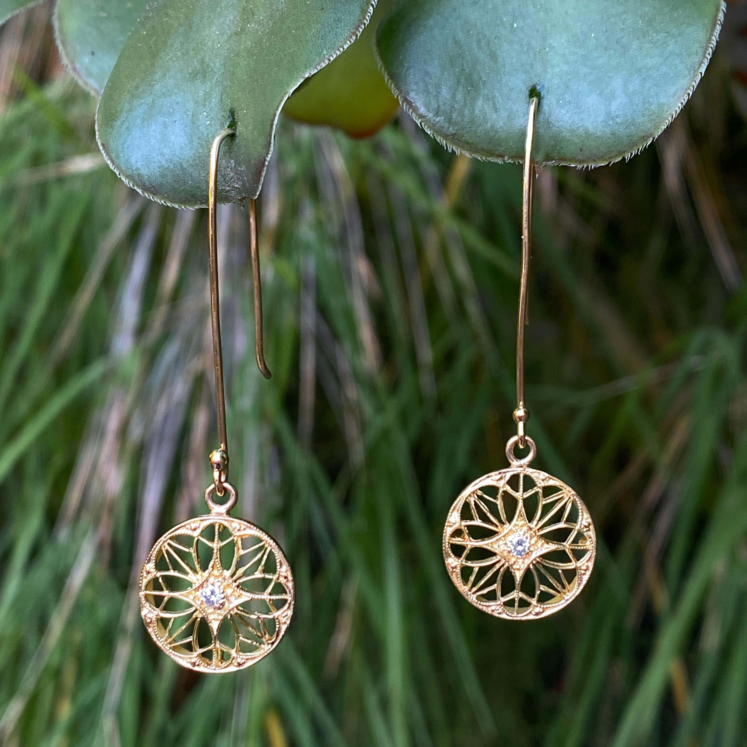 Several years ago, Eytan Brandes cast these discs from a pair of very old (1900 or thereabouts) 14 karat rose gold cufflinks.  He's been using them for earrings and pendants ever since.  Thanks, old rose gold cufflinks!

The discs look as