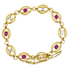 Openwork Mesh Bracelet, 18 Carat Gold with Ruby Diamonds