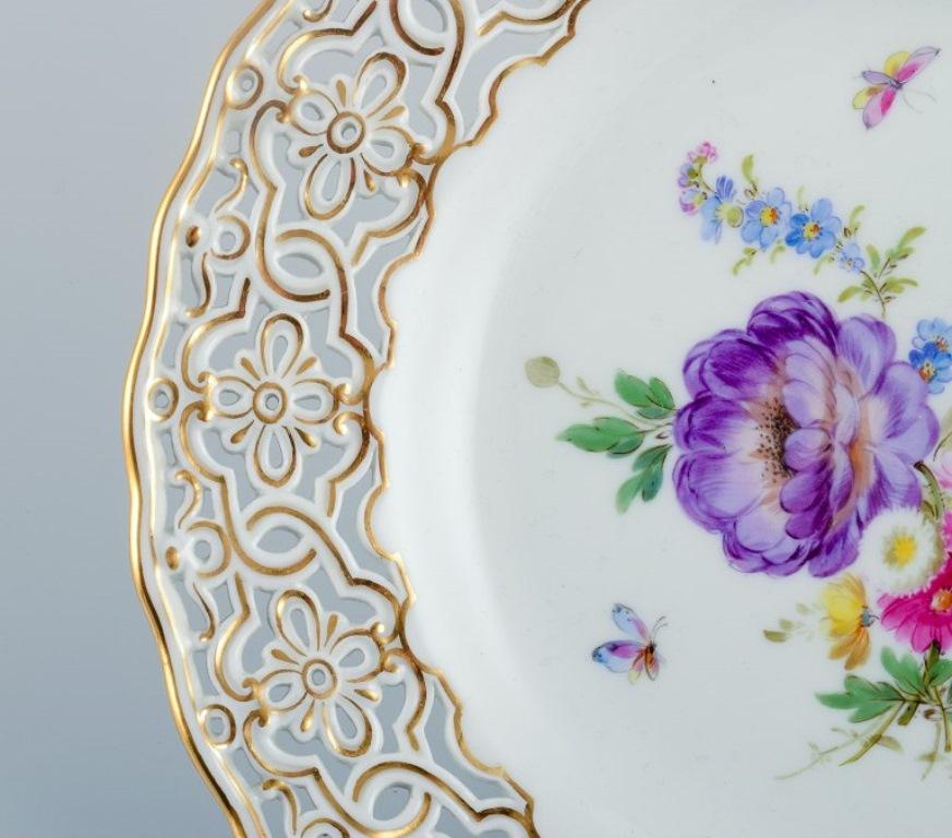 Hand-Painted Openwork Plate with Flowers and Butterflies, Meissen, Germany, Early 20th C