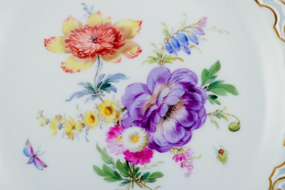 Hand-Painted Openwork Porcelain Plate with Flowers and Butterflies, Meissen, Germany