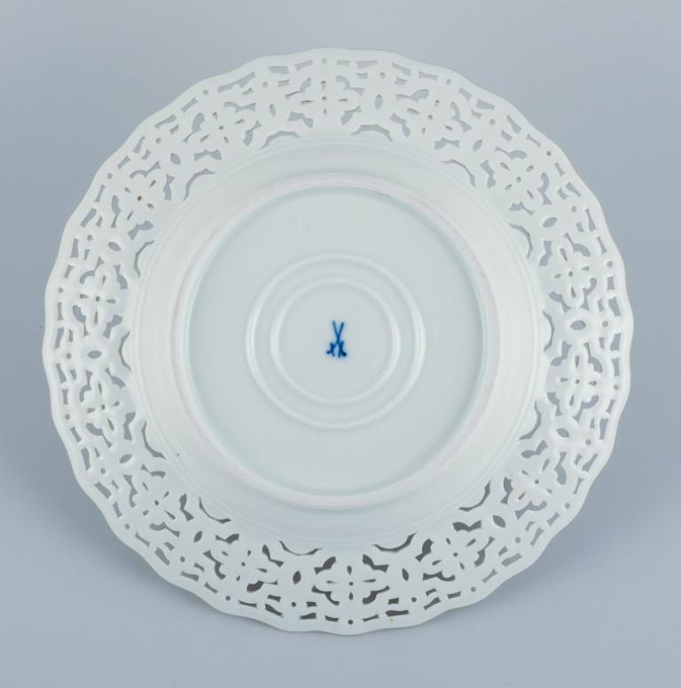 Openwork Porcelain Plate with Flowers and Butterflies, Meissen, Germany 1