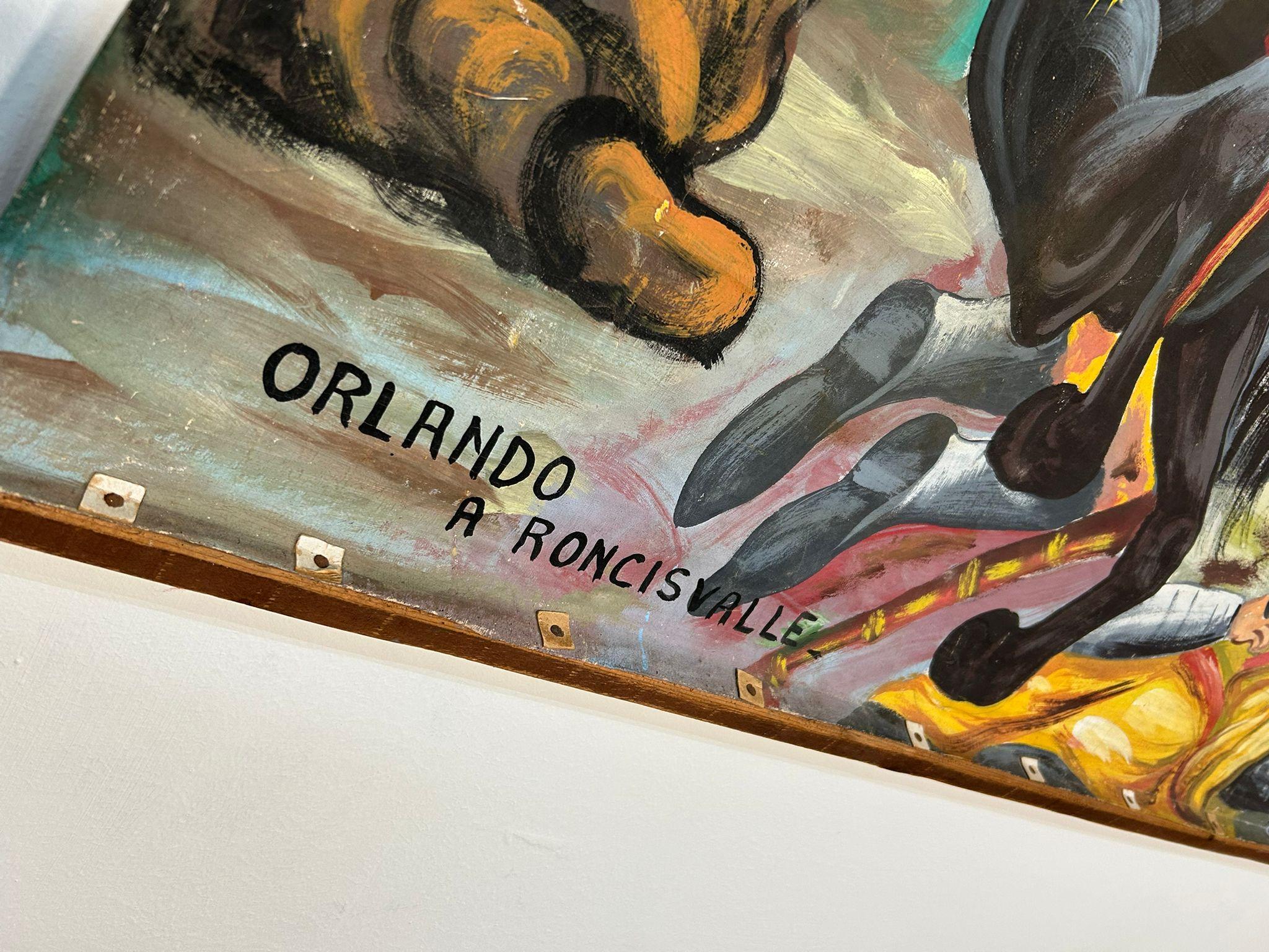 Opera dei Pupi Theaterkulisse auf Leinwand gemalt von F. Paolo Cardinale, 1940er Jahre im Angebot 10