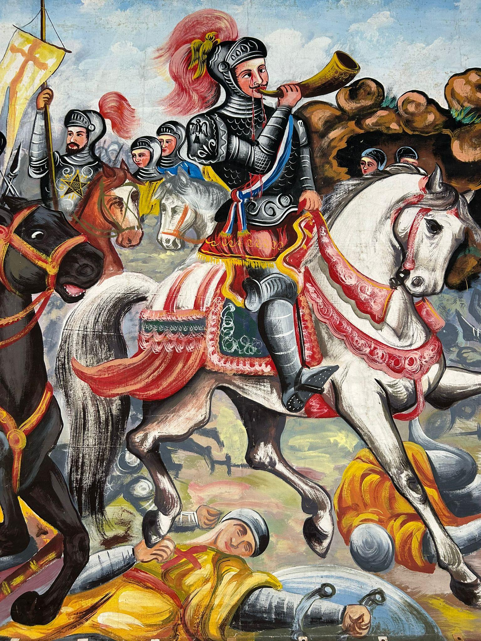 Opera dei Pupi Theaterkulisse auf Leinwand gemalt von F. Paolo Cardinale, 1940er Jahre im Zustand „Gut“ im Angebot in Palermo, IT