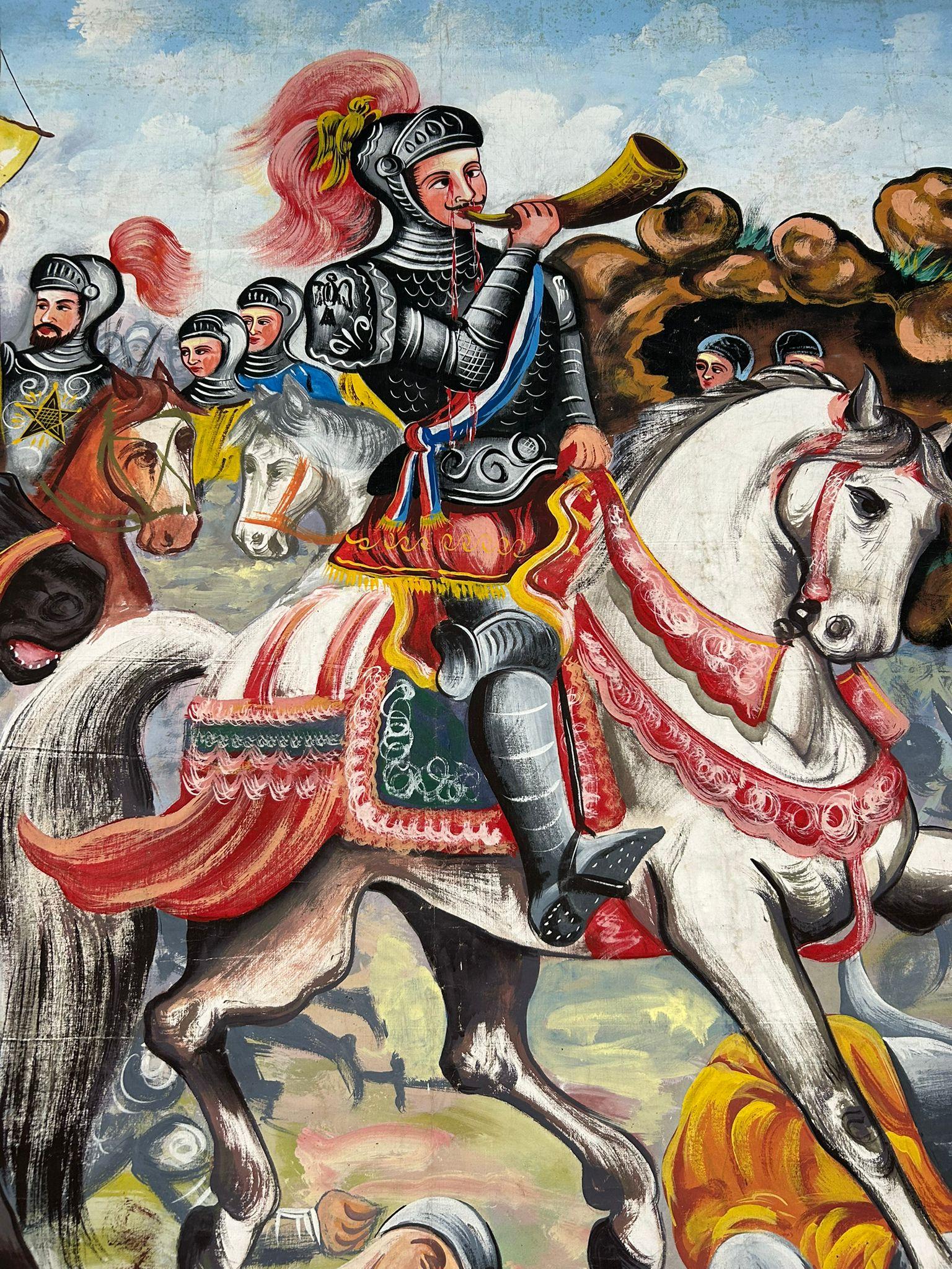 Opera dei Pupi Theaterkulisse auf Leinwand gemalt von F. Paolo Cardinale, 1940er Jahre im Angebot 2