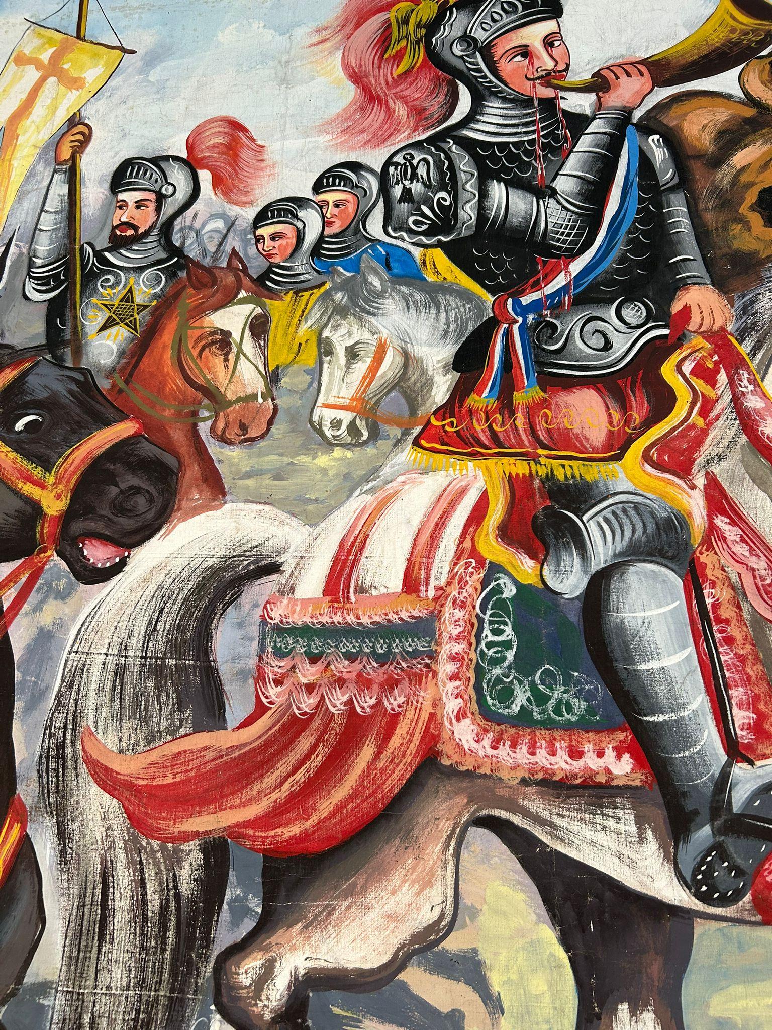 Opera dei Pupi Theaterkulisse auf Leinwand gemalt von F. Paolo Cardinale, 1940er Jahre im Angebot 3