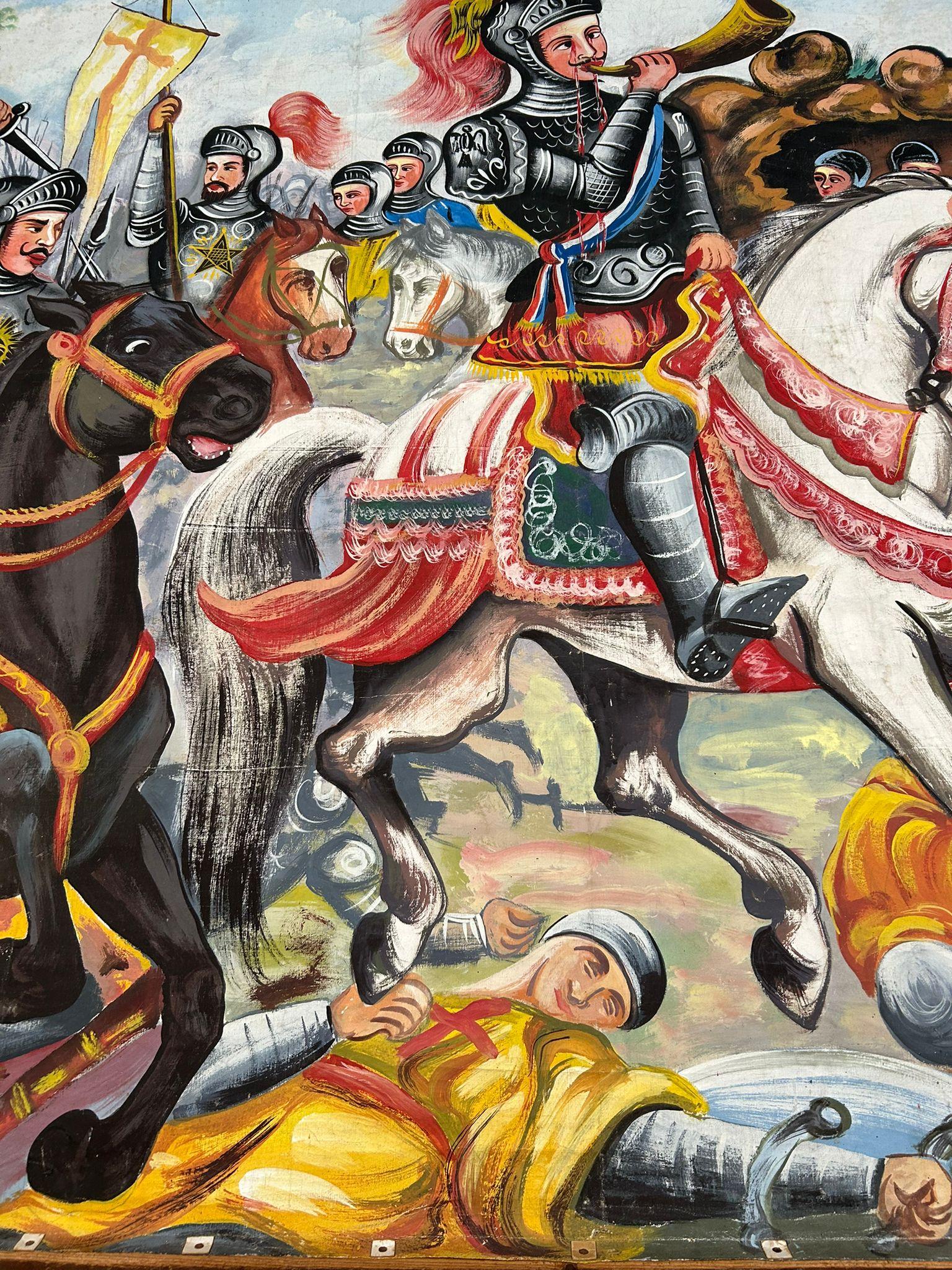 Opera dei Pupi Theaterkulisse auf Leinwand gemalt von F. Paolo Cardinale, 1940er Jahre im Angebot 4