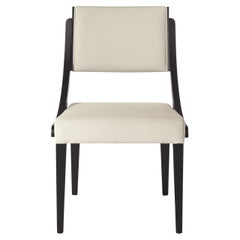 Modern Opera Dining Chair with Black Oak Frame and Cream Leather