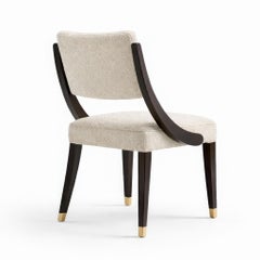 Opera Dining Chair, French Modern Style with Bouclé Upholstery and Ebony Frame