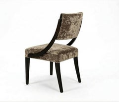 Opera Dining Chair, French Modern Style with Velvet Upholstery and Ebony Frame