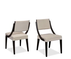 Chaises de salle à manger opéra, chêne noir/cuir crème, lot de 6