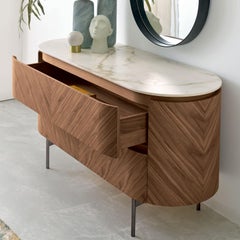 Cómoda Opera en nogal Canaletto con tapa de cerámica Calacatta