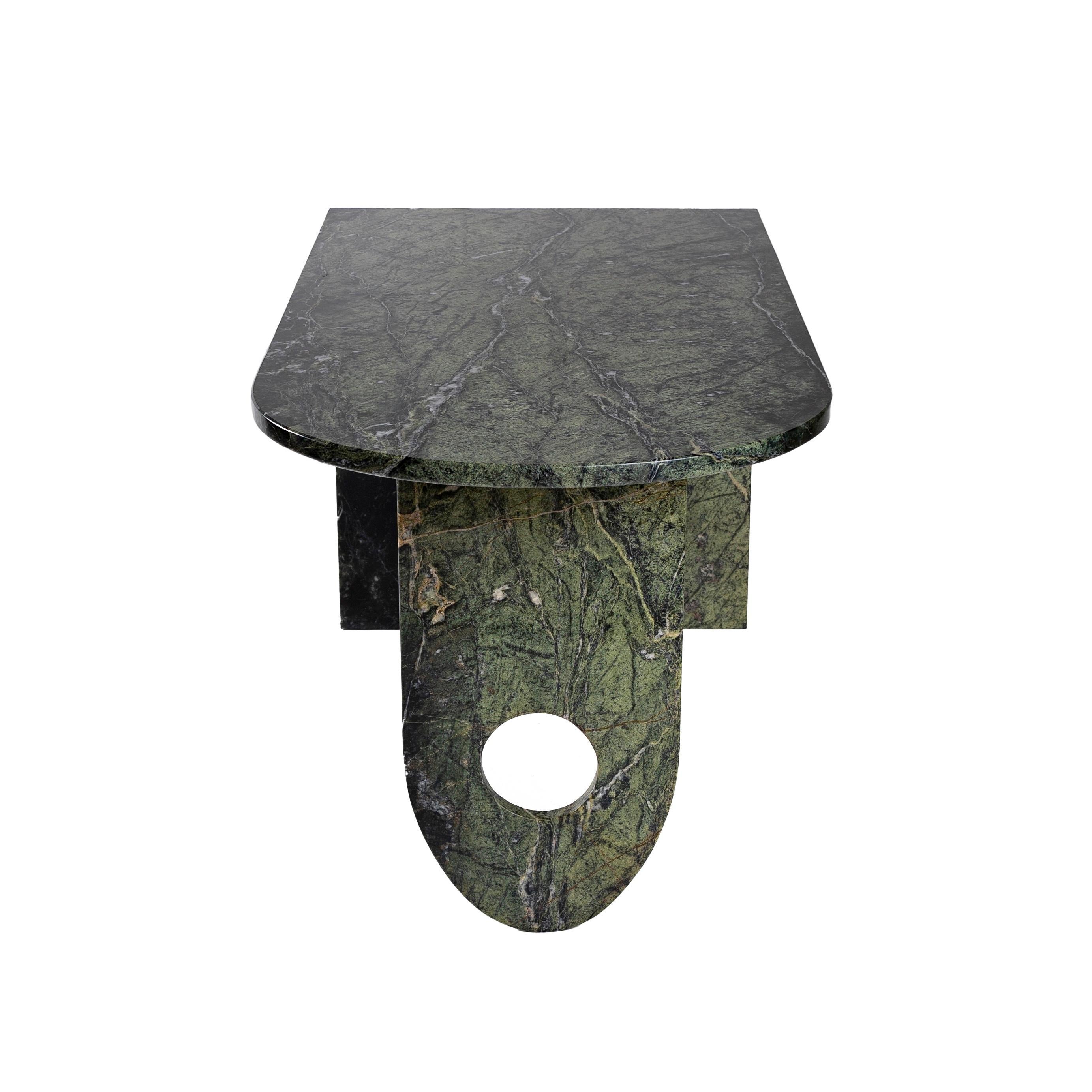 Contemporary Raffaele Fusco Modern Coffee Cocktail Side Table Foresta Green Forest Marble For Sale