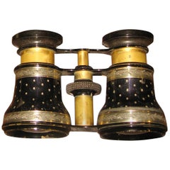 Antique Opera Glasses or Theatre Binoculars, Metal, Enamel, circa Late 19th Century