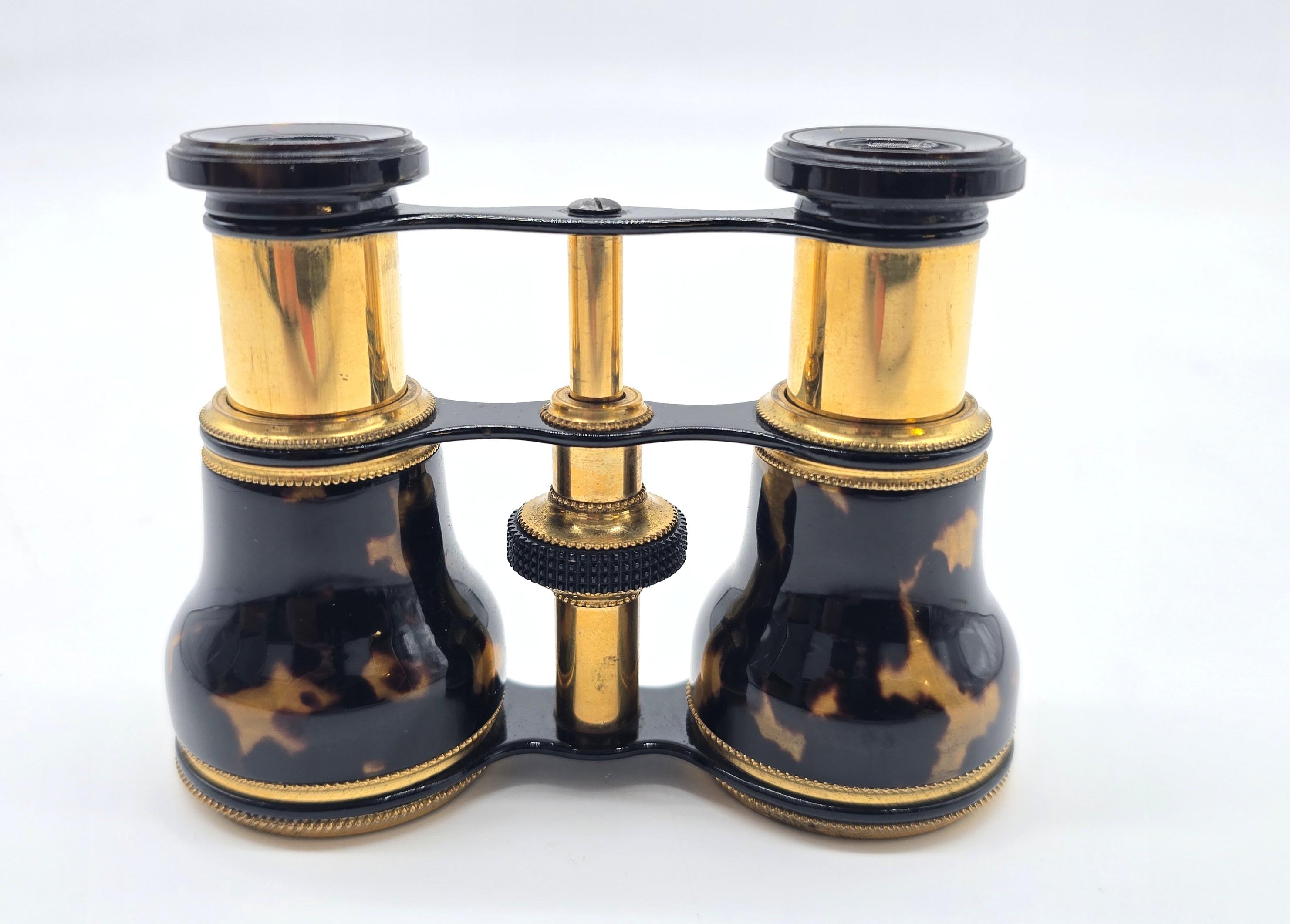 Occhiali da opera con la loro custodia originale in pelle blu, inglese, circa 1900 in vendita 7