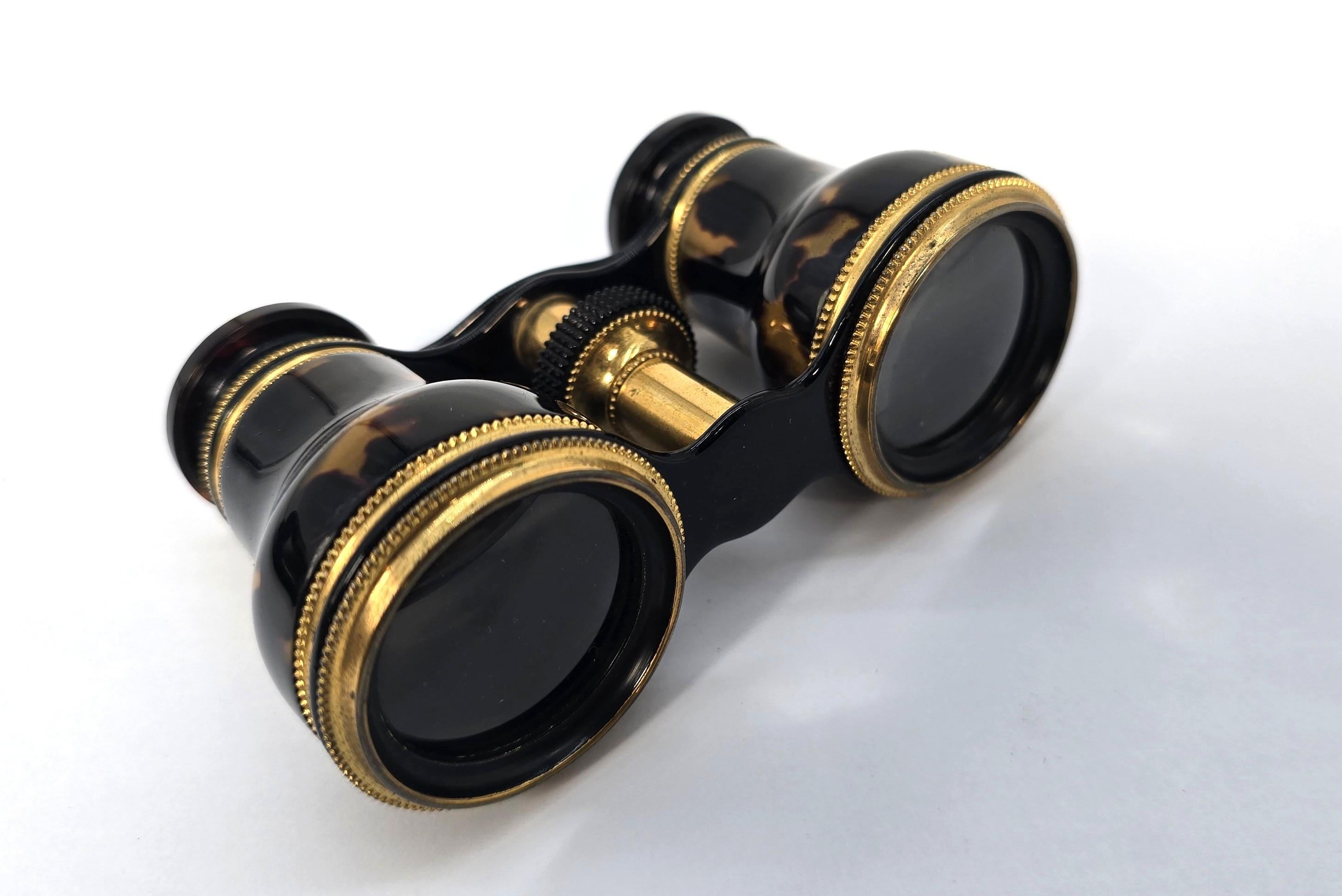 Vittoriano Occhiali da opera con la loro custodia originale in pelle blu, inglese, circa 1900 in vendita