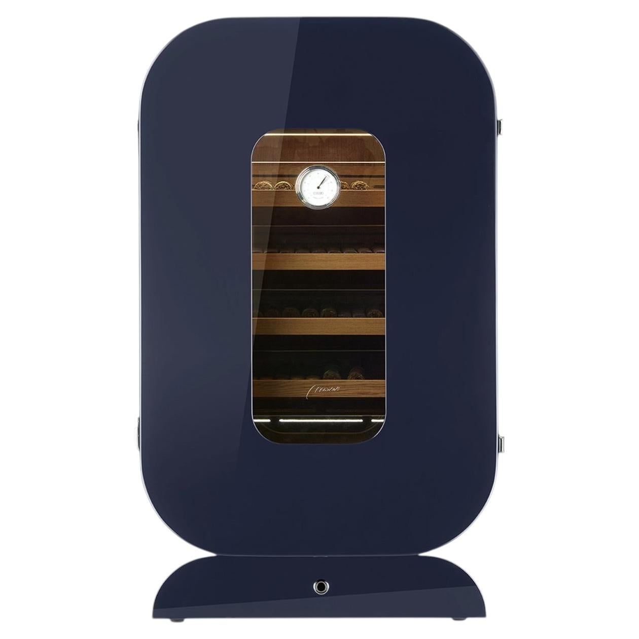 Opera Glossy Blue Humidor Cabinet For Sale