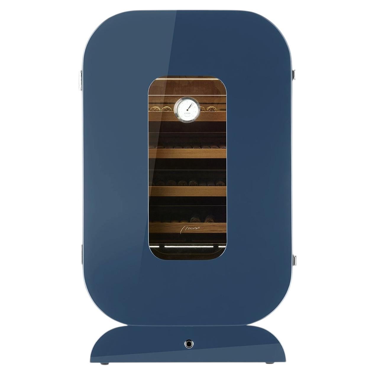 Opera Glossy Light Blue Humidor Cabinet For Sale