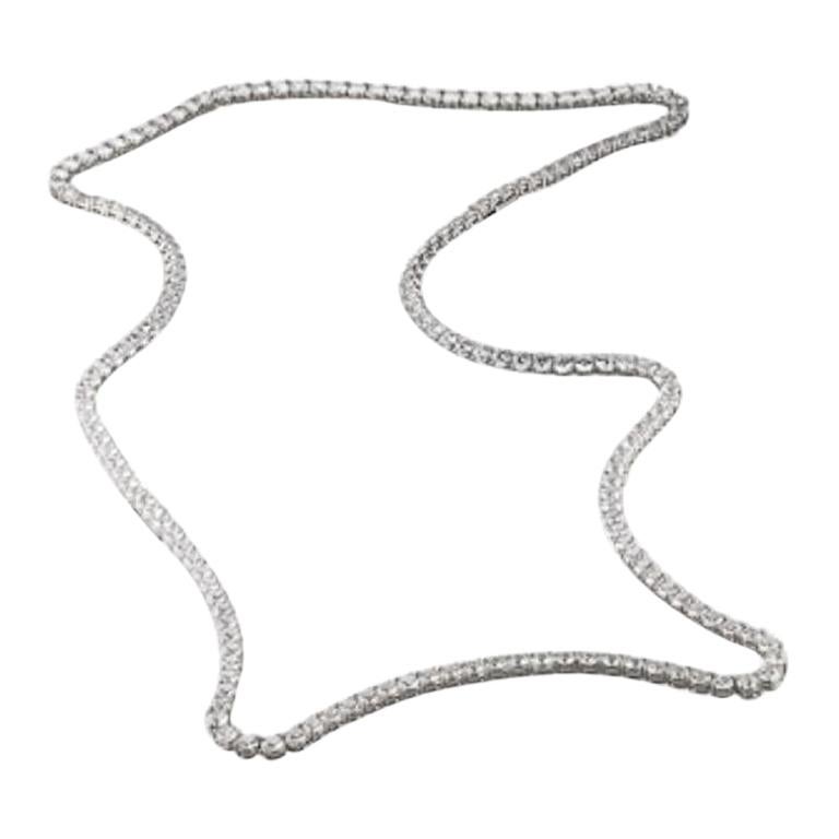 Opera Length 70.60 Carat Round Diamond Tennis Necklace