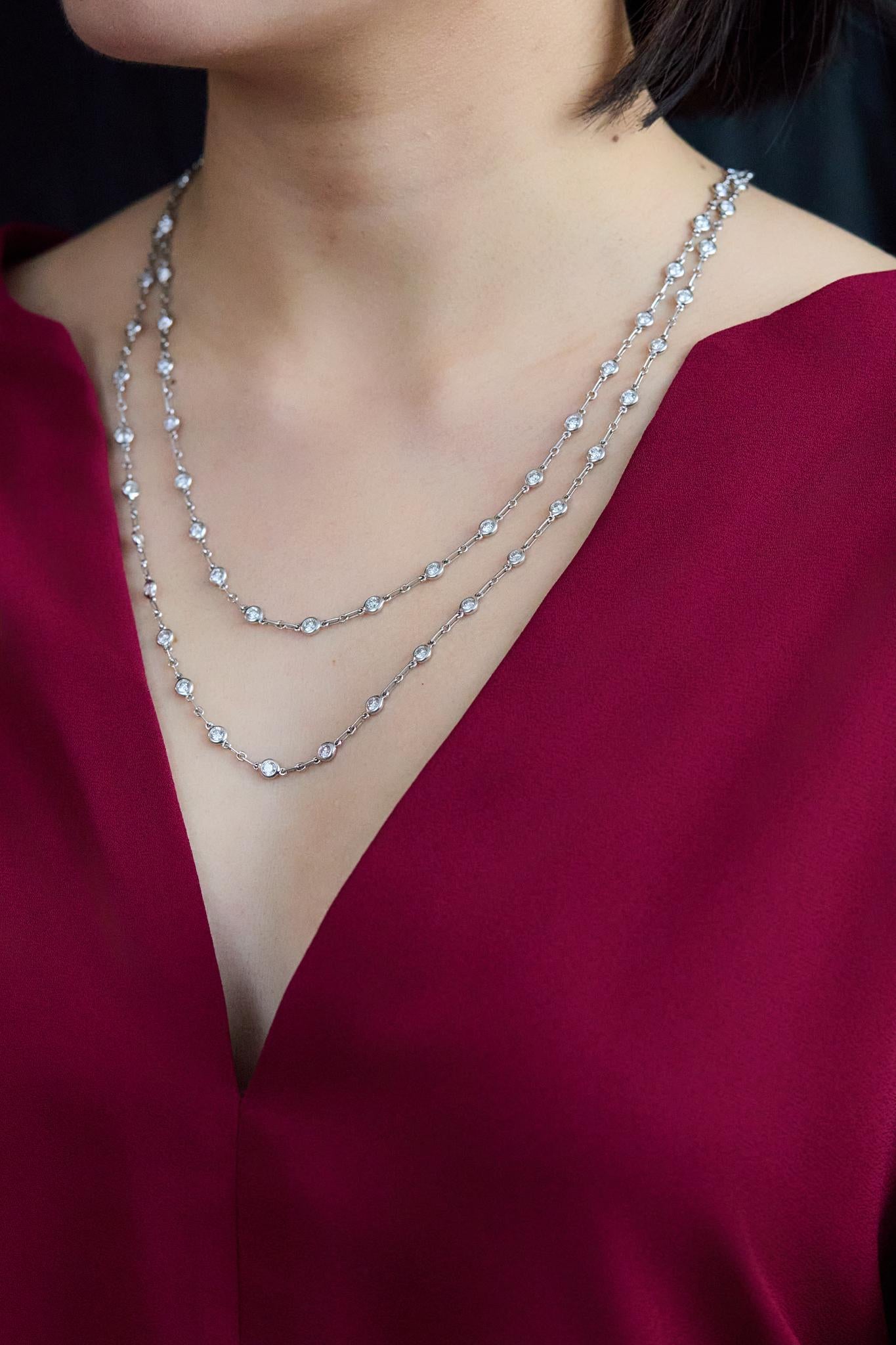 Contemporaneo Lunghezza dell'opera 8,00 carati totali di diamanti rotondi taglio Brilliante per la collana Yard in vendita